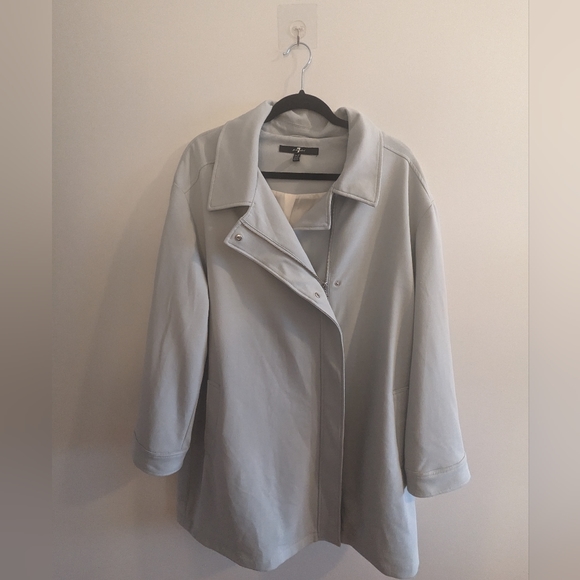Seafoam 7 For All Mankind Trench Coat xl to 2xl or 3xl, no belt - Picture 2 of 9